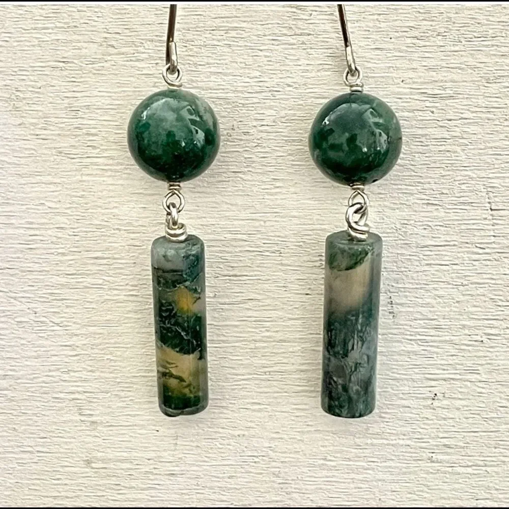 Green moss agate earrings
